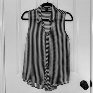 Forever 21 Black/White Striped Sleeveless Blouse